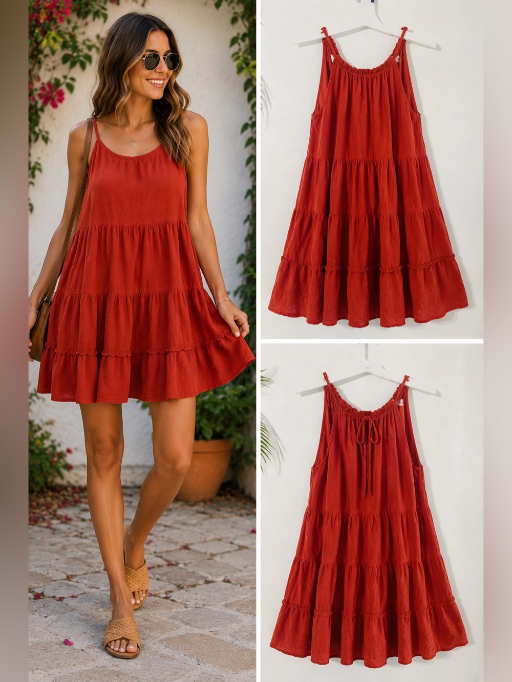 Pink Lily Tiered Boho‎ Mini Dress Size S